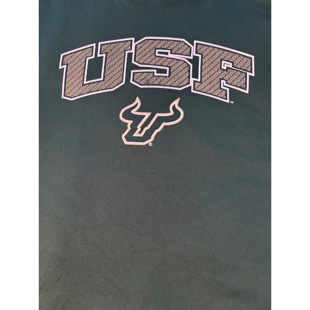 Majestic USF Bulls Mens XL Green Performance T-Shirt Section 101 South Florida